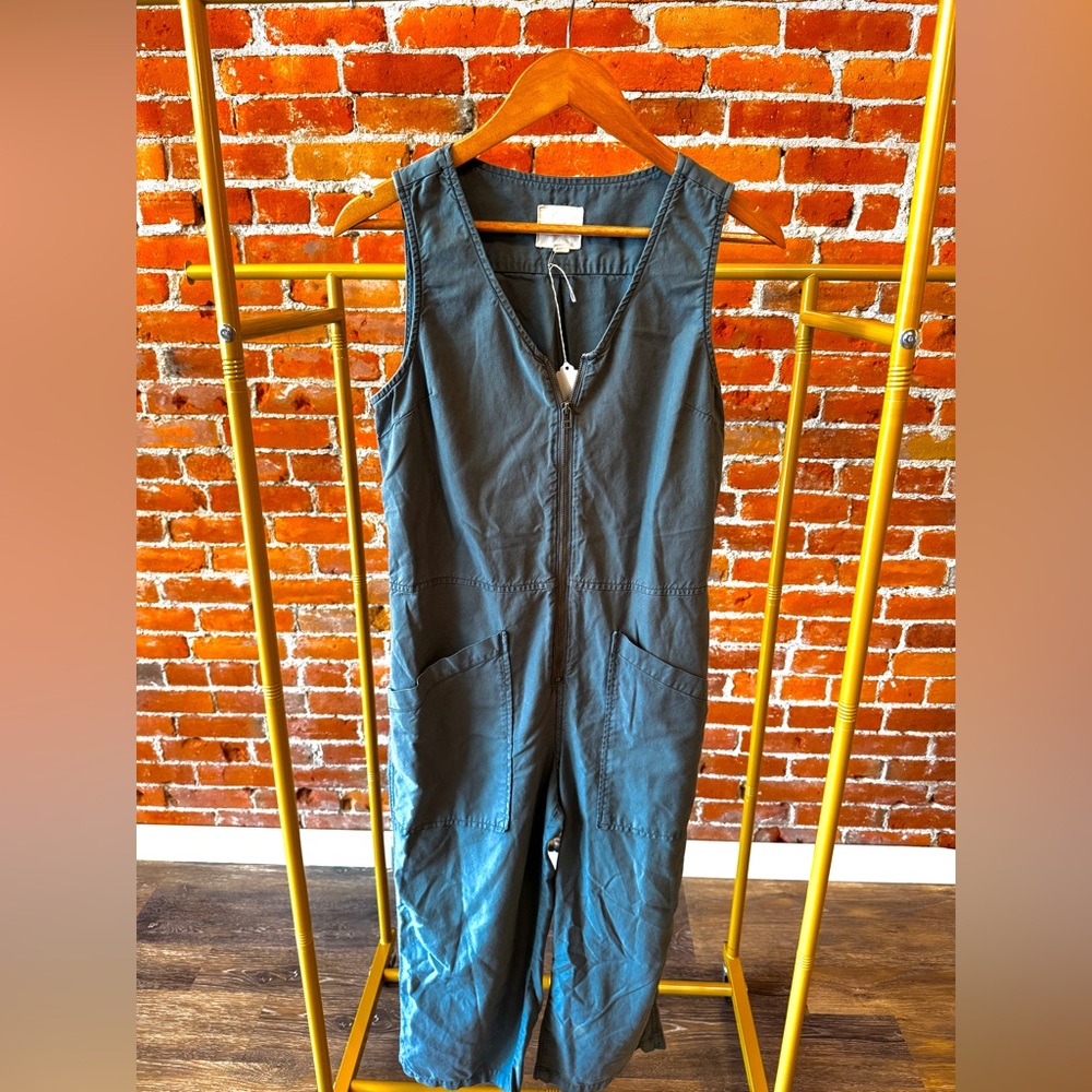 Unpublished Sleeveless Zip-Front Utility Jumpsuit in Ocean Blue